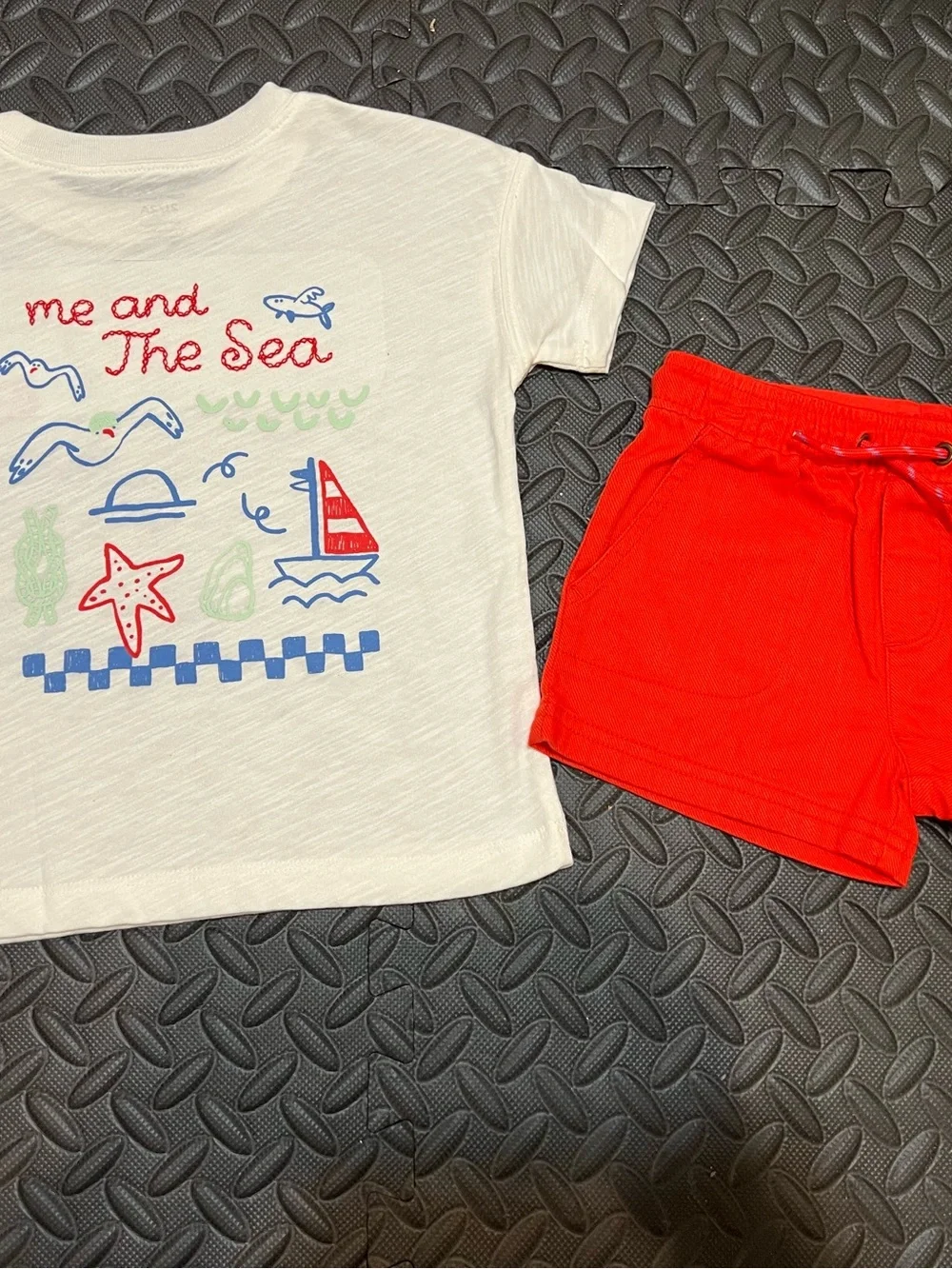 Carter's White Tee & Red Shorts Kids Matching Set